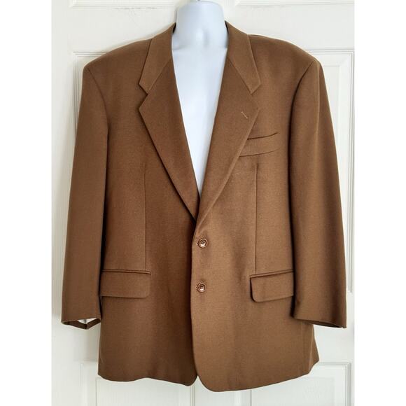 MARIO ZEGNA Lubiam Men's Tan Orange Brown Wool Cashmere Blend Blazer 58L - Picture 1 of 11